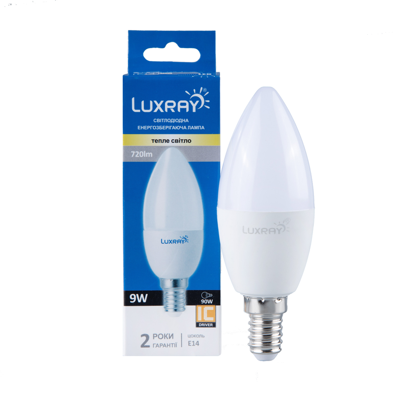 Лампа світлодіодна Luxray (6941372126469) 9Вт, E14, 3000K